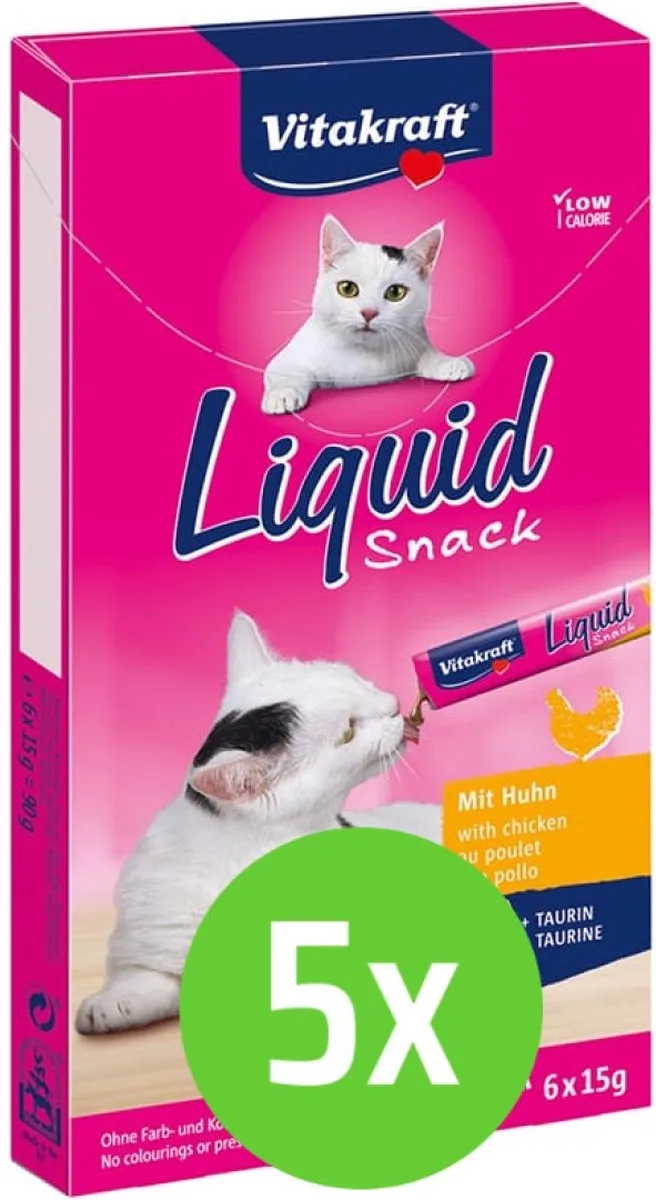 Cat Liquid-Snack - Kip & Taurine - 5 x 6 st by Vitakraft – product photo