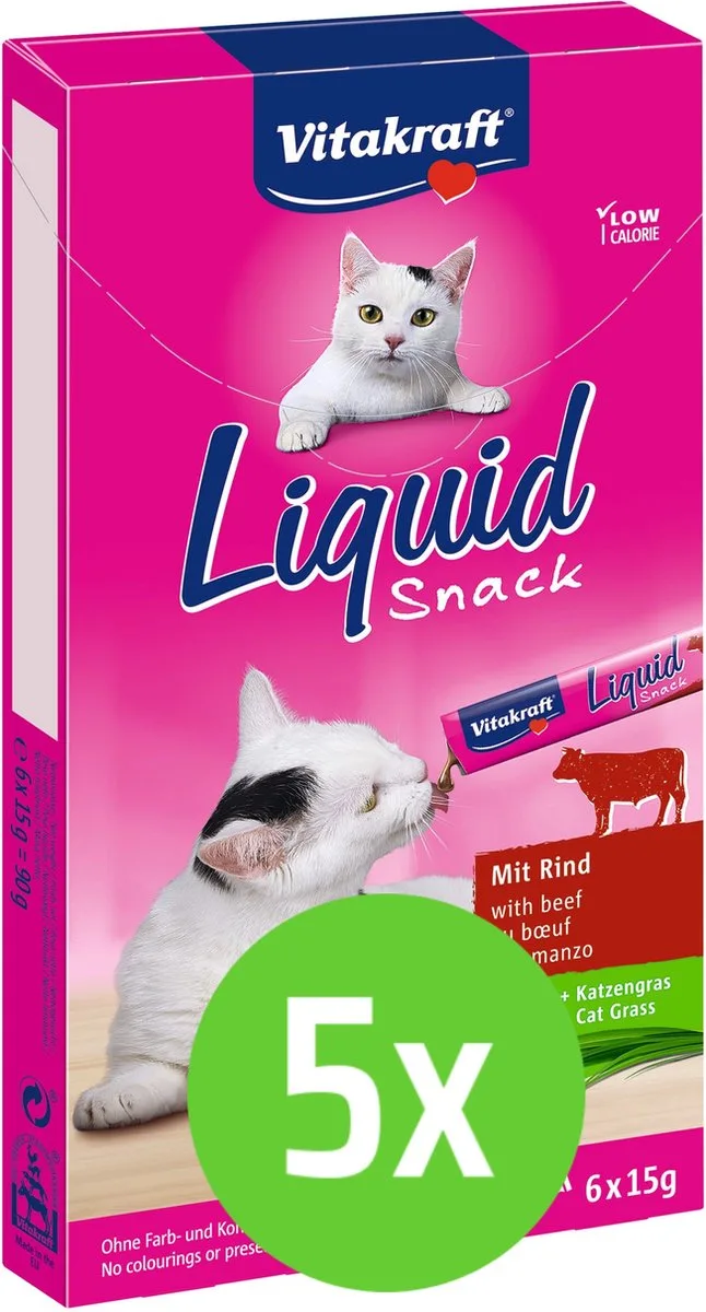 Cat Liquid Snack - Rund & Inuline - 5 x 6 st de Vitakraft – photo produit