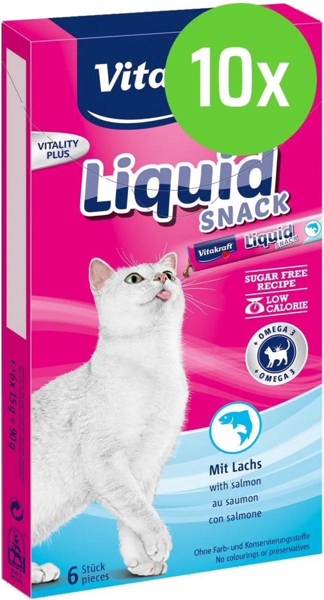 Cat Liquid - Snack Zalm & Omega - 10 x 6 st von Vitakraft – Produktfoto