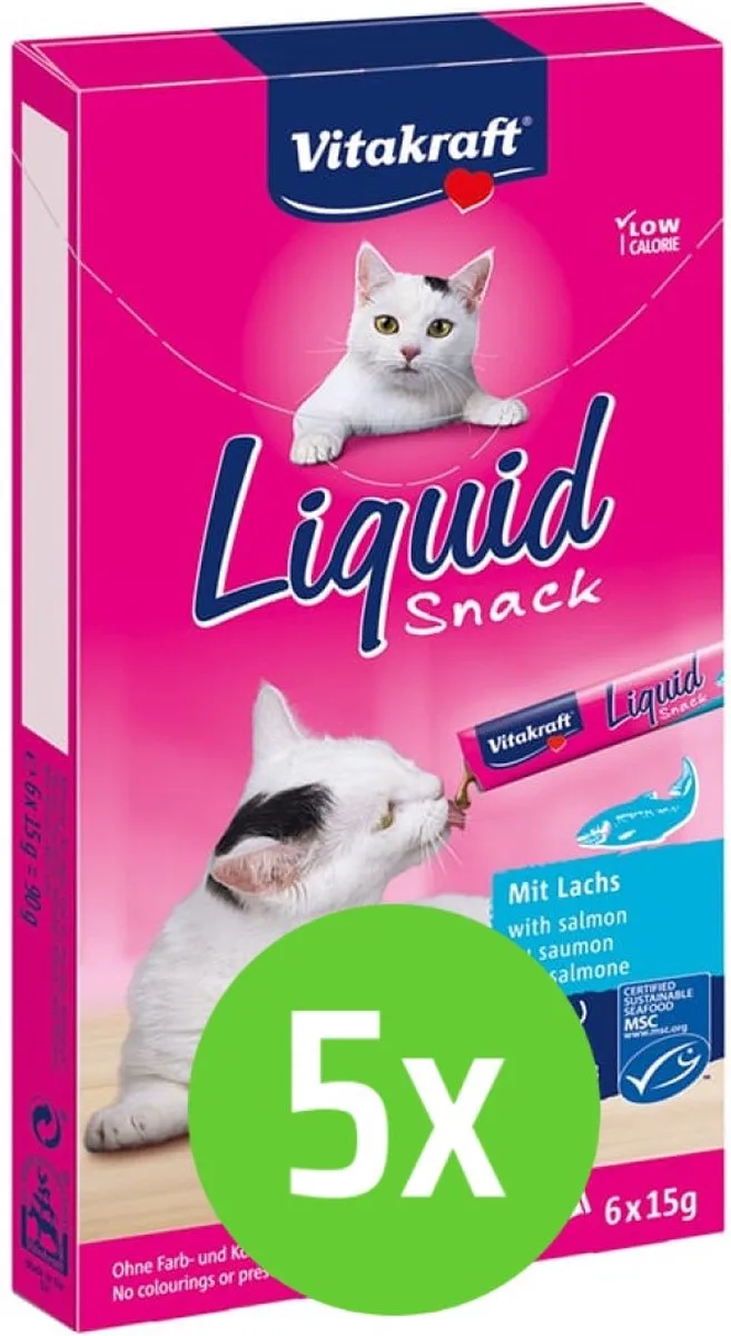 Cat Liquid Snack - Zalm & Omega - 5 x 6 st de Vitakraft – photo produit