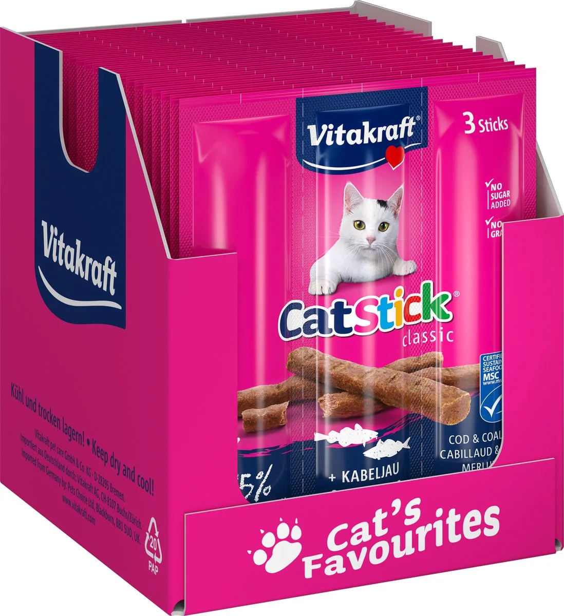 Cat Stick kabeljauw & koolvis - 20x3 stuks (60 stuks) van Vitakraft – productfoto