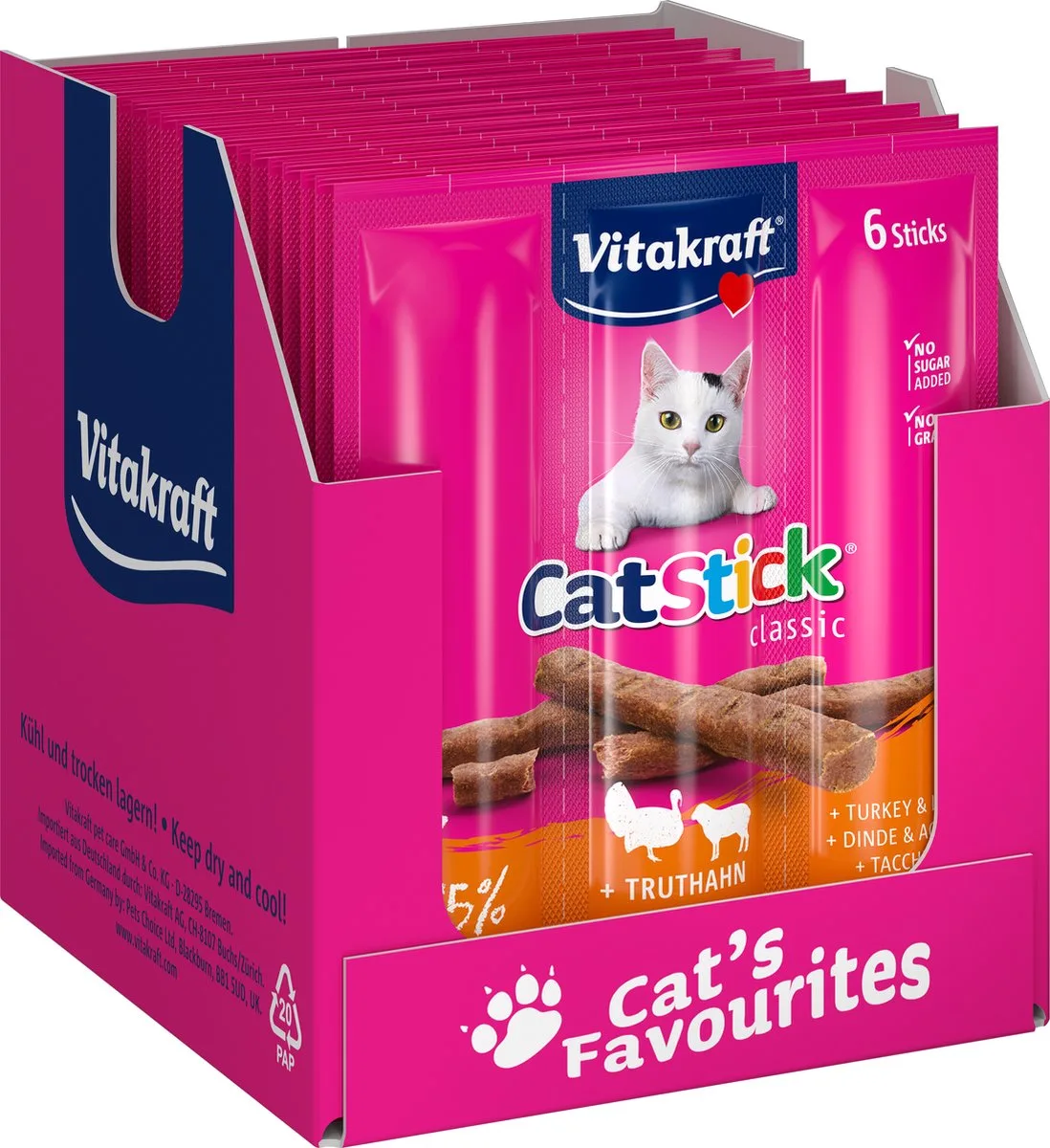 Cat Stick kalkoen en lam - 10x6 stuks (60 stuks) van Vitakraft – productfoto