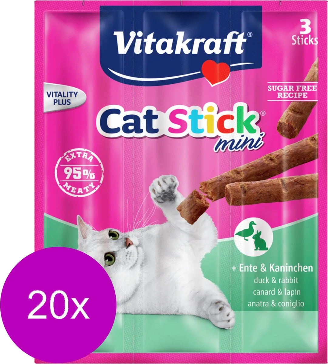 Cat-Stick Mini Eend met Konijn - 20 Stuks by Vitakraft – product photo