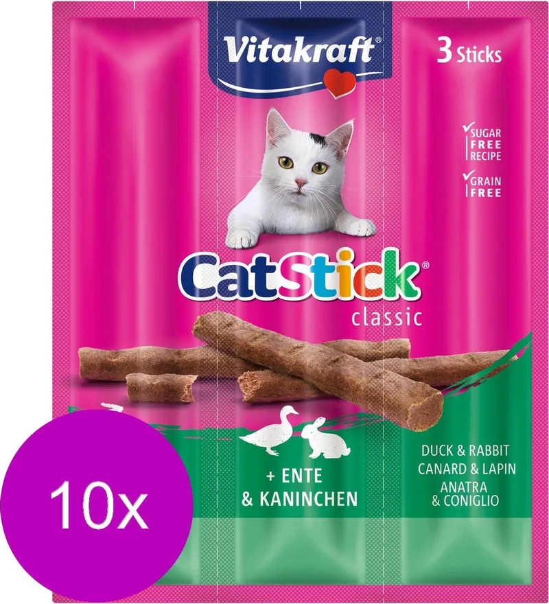Cat-Stick Mini - Kattensnack - Eend&Konijn - 10 x 3 st by Vitakraft – product photo