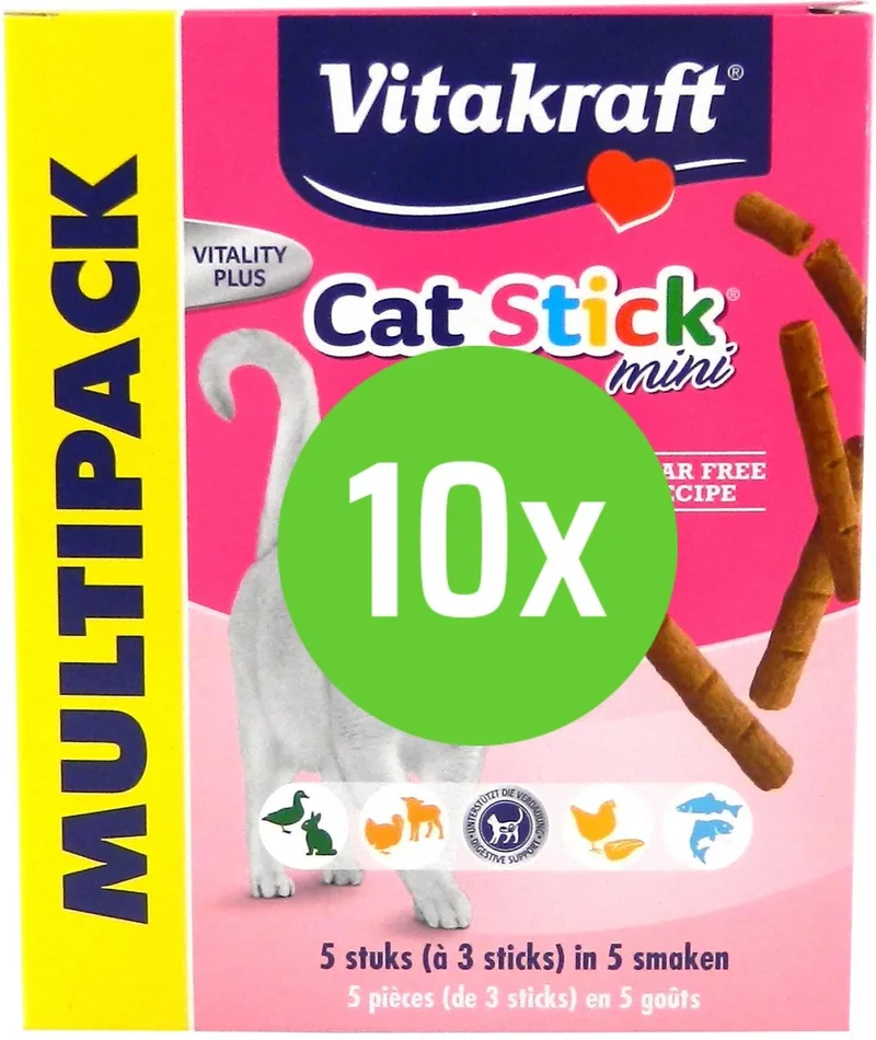 Cat-Stick Mini Kattensnack - Multipack Mix - 5 x 3 Stuks - 10 Verpakkingen de Vitakraft – photo produit