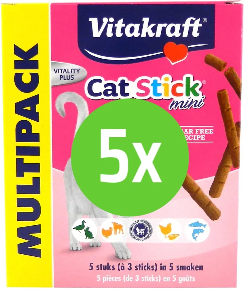 Cat-Stick Mini Kattensnack - Multipack Mix - 5 x 3 Stuks - 5 Verpakkingen de Vitakraft – photo produit