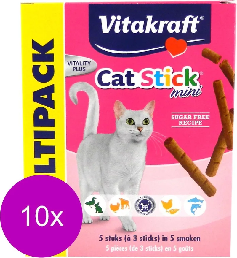 Cat-Stick Mini Multipack - Kattensnack - 10 x Mix 5x3 stuks by Vitakraft – product photo