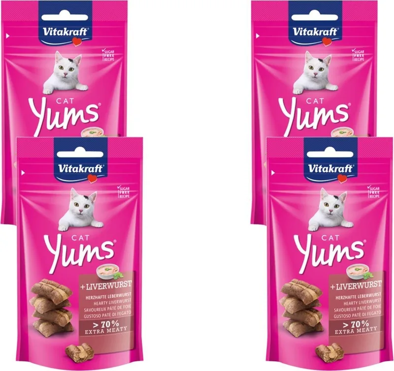 Cat Yums - Kattensnack - Leverworst - 4 x 40 g de Vitakraft – photo produit