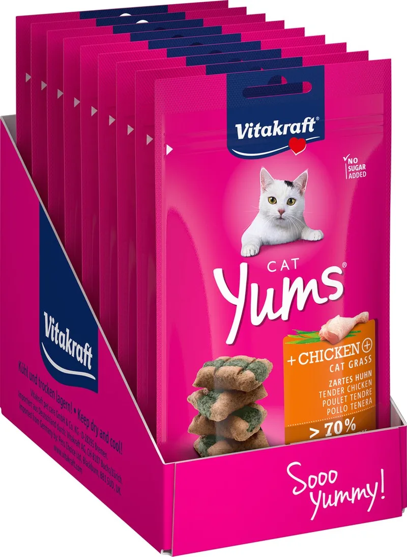Cat Yums - kip & kattengras - 9x40 gram von Vitakraft – Produktfoto