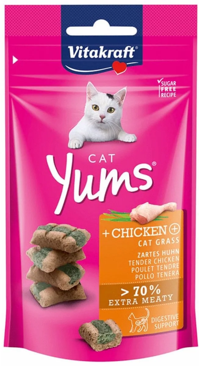 Cat Yums Kip & Kattengras - Kattensnack - 40 g by Vitakraft – product photo