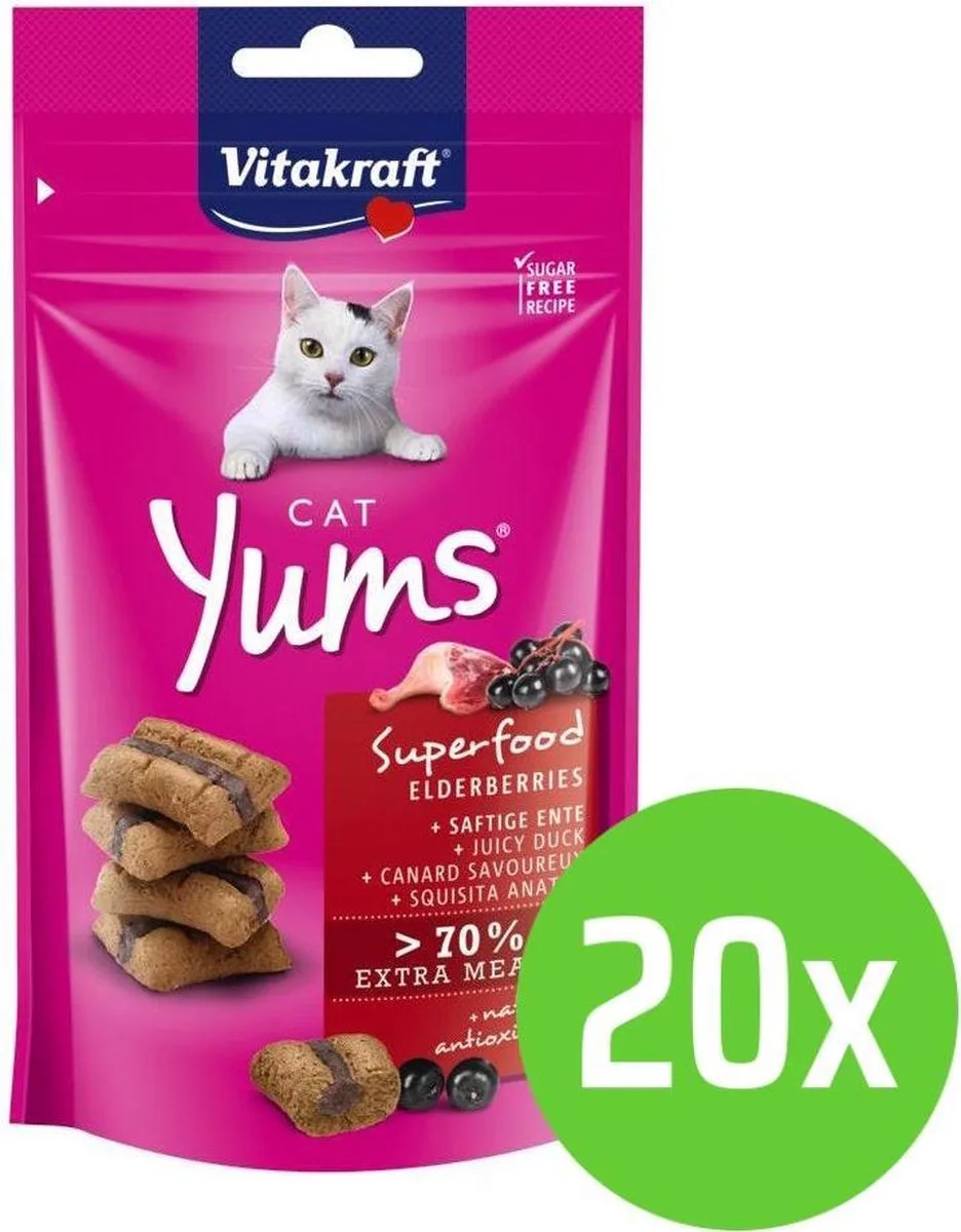 Cat - Yums Superfood - Vlierbessen - 20 x 40 g van Vitakraft – productfoto