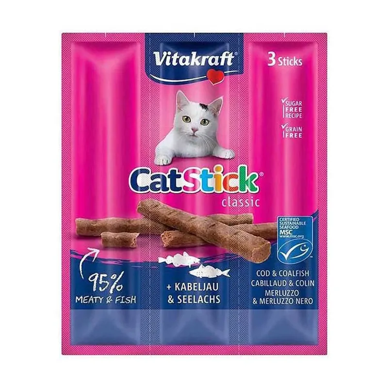 Catstick Classic Kabeljau Und Köhler Katzenleckerli 18g von Vitakraft – Produktfoto