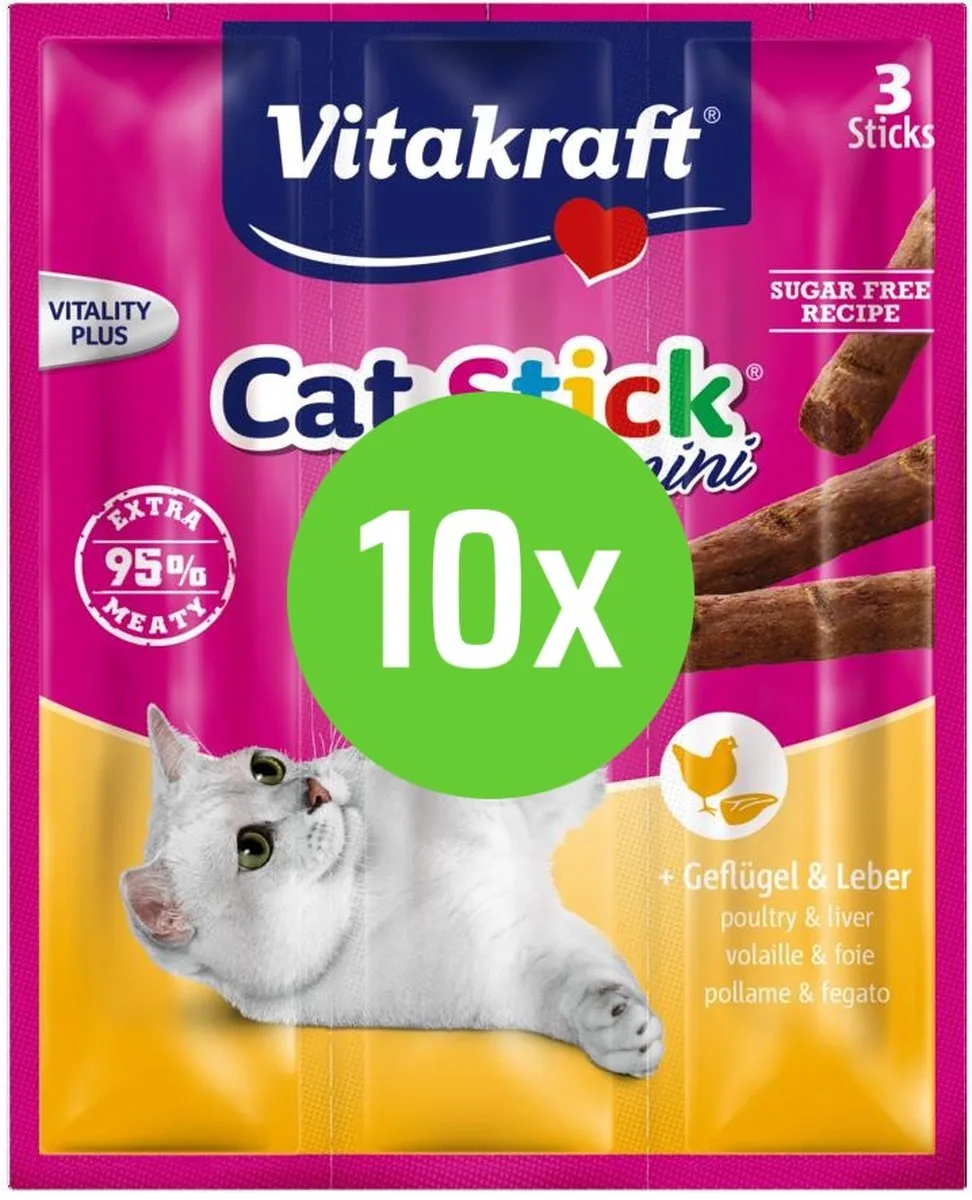 Catstick Mini - Gevogelte/Lever - 10 x 3 st de Vitakraft – photo produit