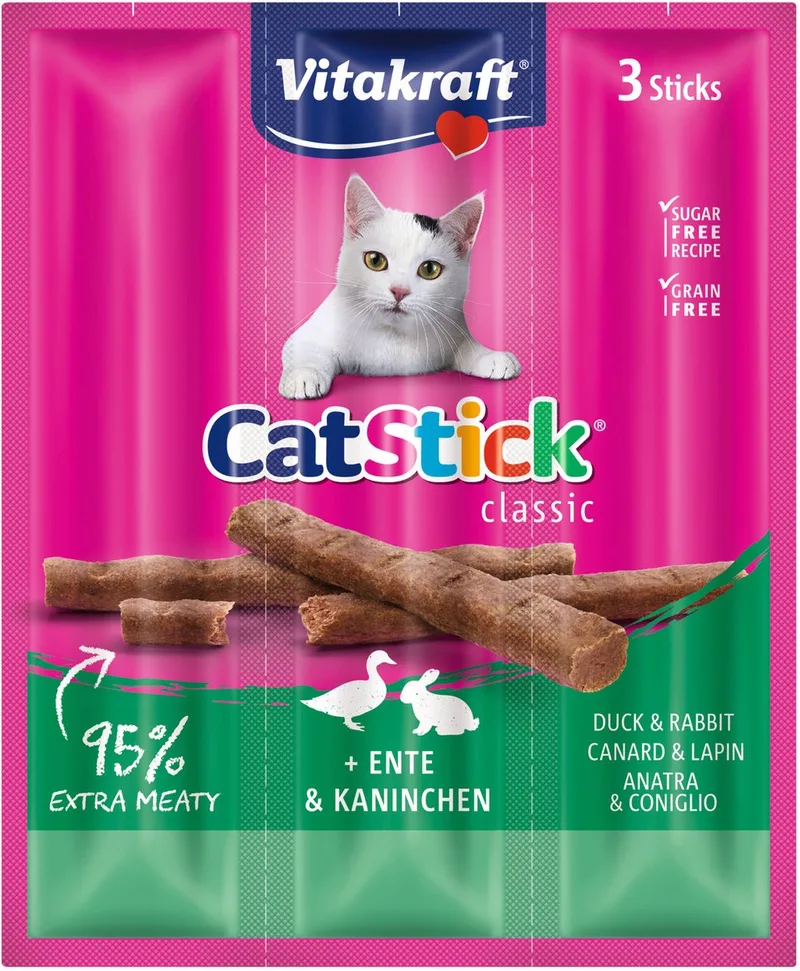 Catstick Mini - Kattensnack - Eend & Konijn - 3 sticks från Vitakraft – produktbild