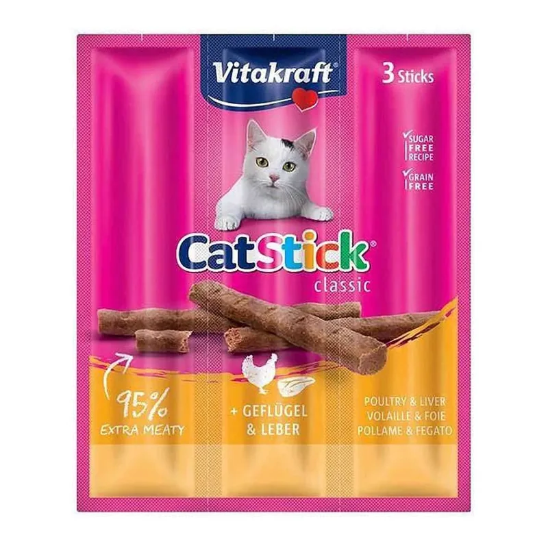 Catstick Mini Mit Geflügel Und Leber Katzensnack 3 Einheiten von Vitakraft – Produktfoto