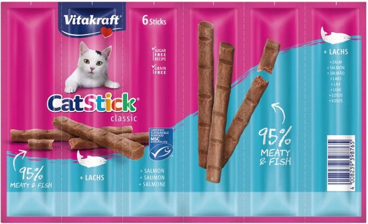 Catstick - zalm - 5 x 6 st van Vitakraft – productfoto