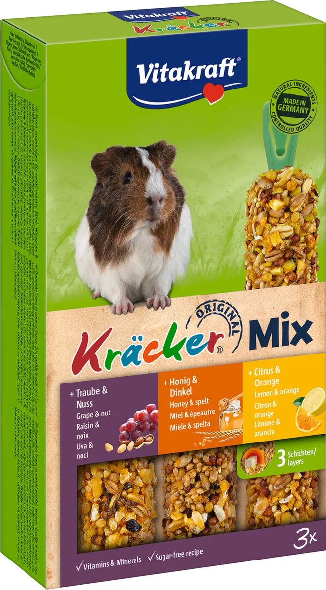Cavia Kracker 3in1 Honing&Popcorn&Active van Vitakraft – productfoto
