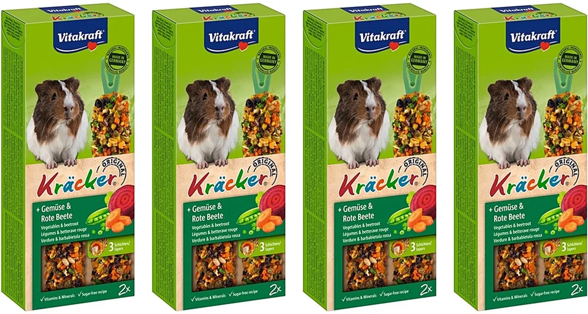 Cavia Kracker Groente 2 in 1 Vitakraft - Knaagdier Snacks met Groente - 4 verpakkingen van 2 stuks - Multipack de Vitakraft – photo produit