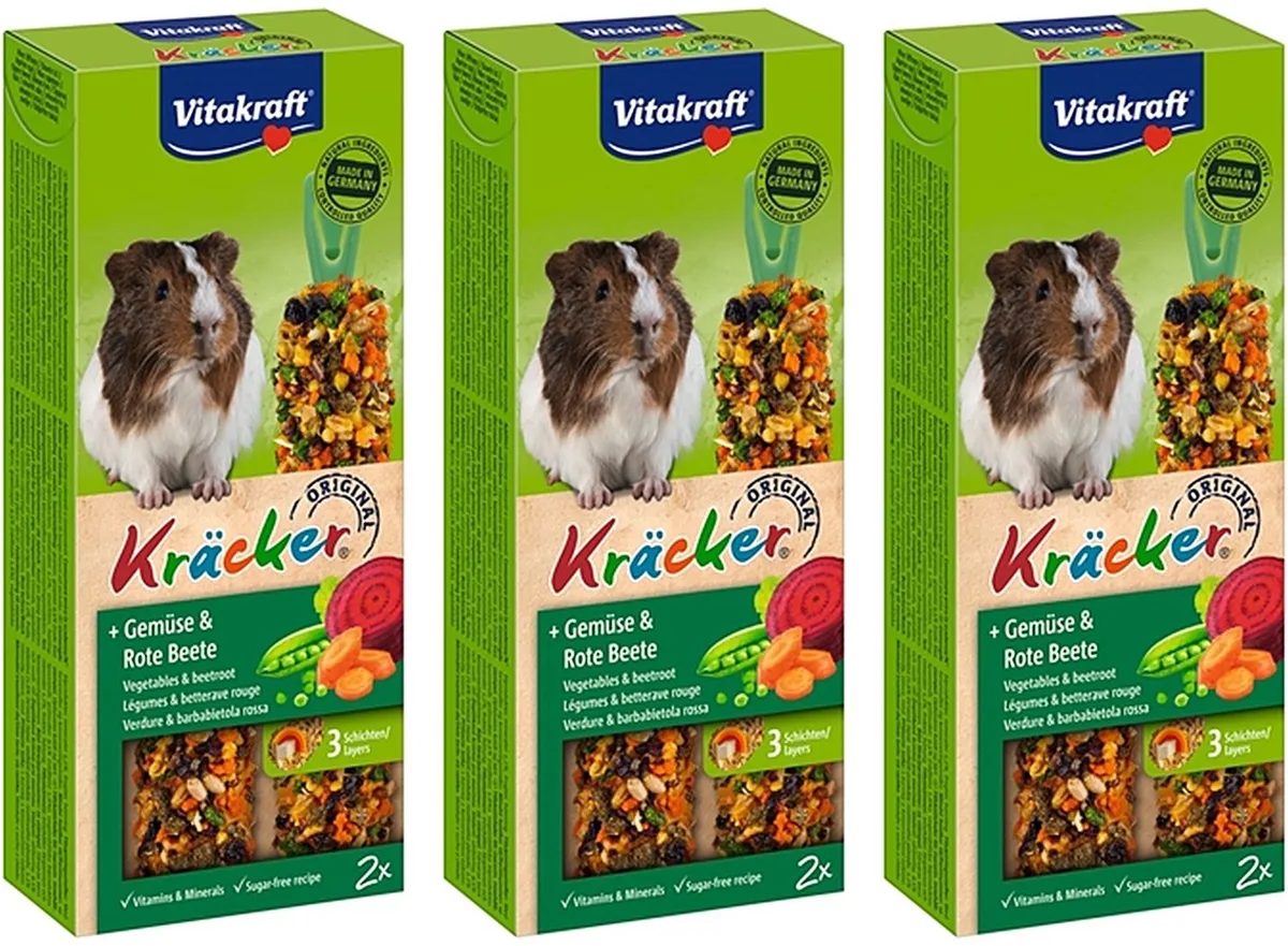Cavia Kracker Groente 2 in 1 Vitakraft - Knaagdier Snacks met Groente - 3 verpakkingen van 2 stuks - Multipack von Vitakraft – Produktfoto