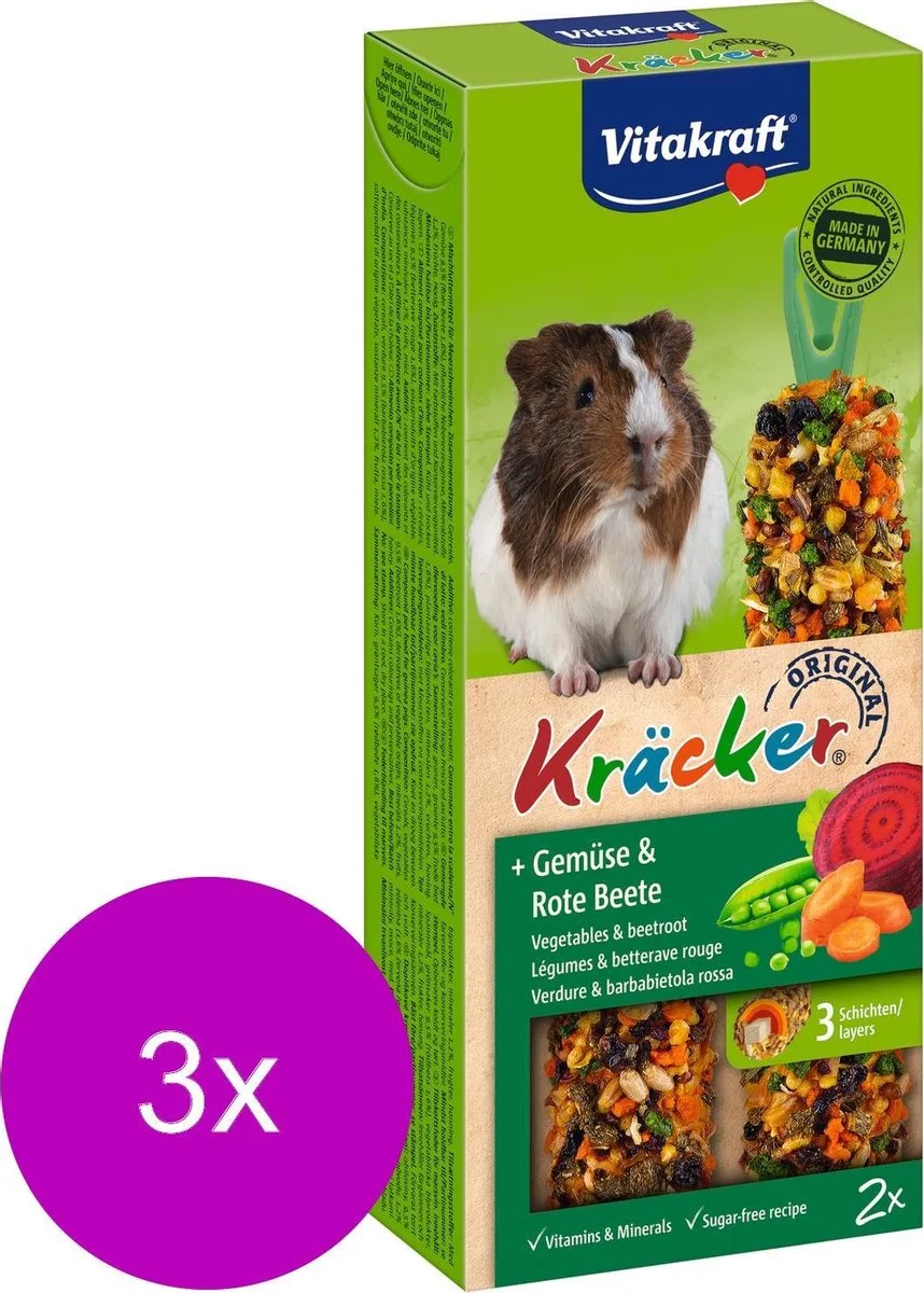 Cavia Kracker - Knaagdiersnack - 3 x Groente van Vitakraft – productfoto