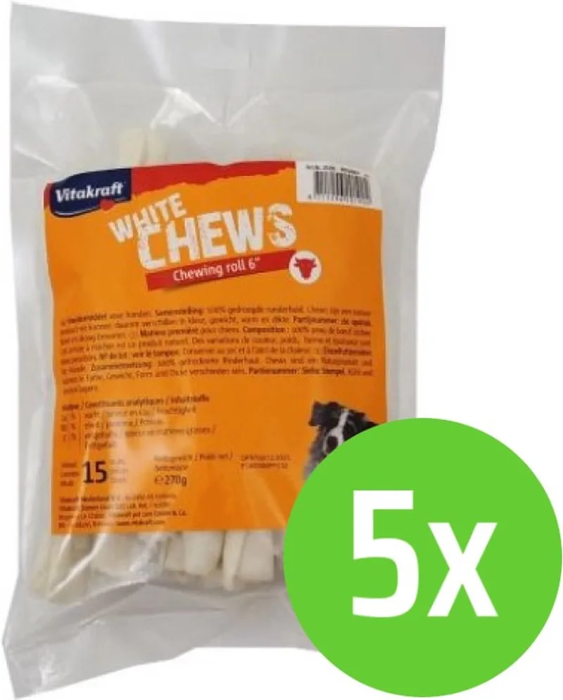 Chewing Roll 6 Inch - hondensnack - 15 stuks - 5 Verpakkingen by Vitakraft – product photo
