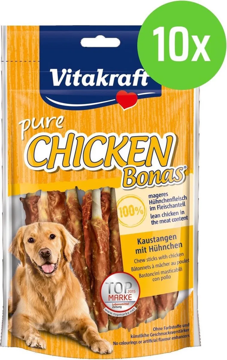 CHICKEN Bonas Sticks Kip - hondensnack - 80 gram - 10 verpakkingen de Vitakraft – photo produit