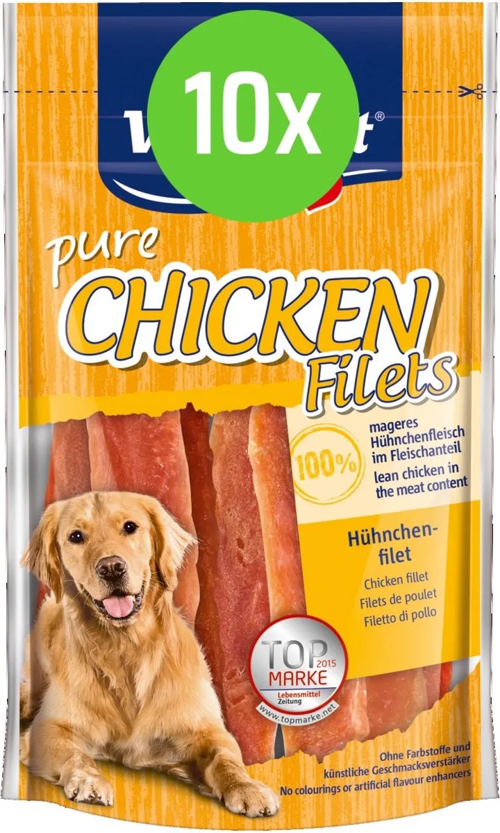 CHICKEN filet kippenvlees - hondensnack - 80 gram - 10 Verpakkingen de Vitakraft – photo produit
