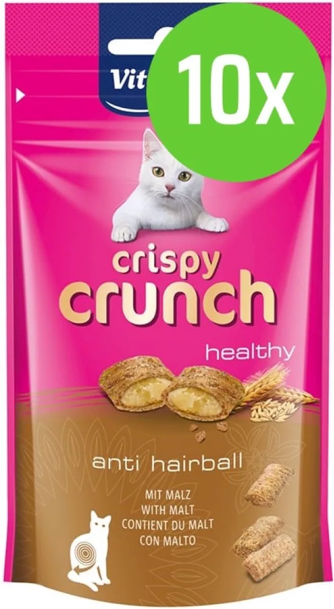 Crispy Crunch - Kattensnack - Anti Haarbal - 10 x 60 g von Vitakraft – Produktfoto