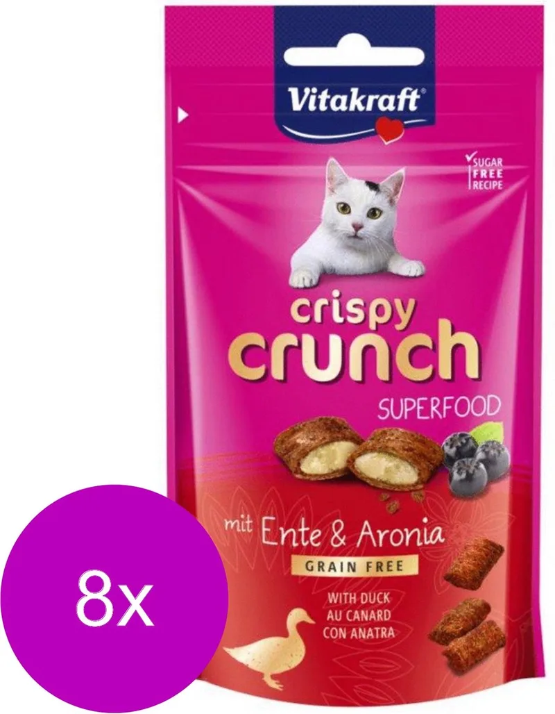 Crispy Crunch - Kattensnack - Eend & Zwartebessen - 8 x 60 g by Vitakraft – product photo