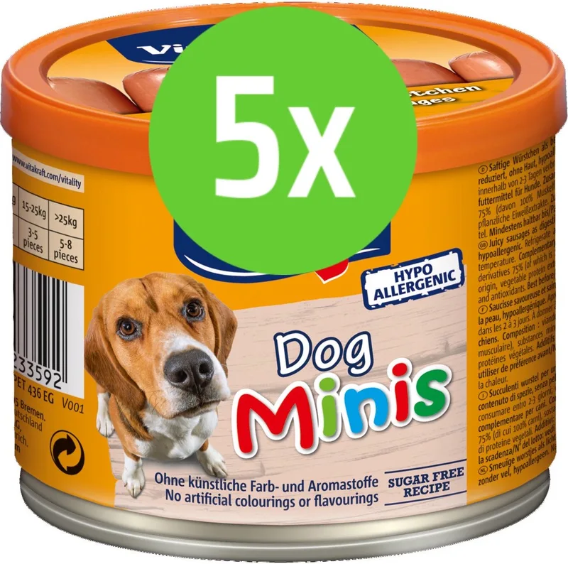 Dog Minis Hondenworstjes 12 Stuks - hondensnack - 5 Verpakkingen de Vitakraft – photo produit