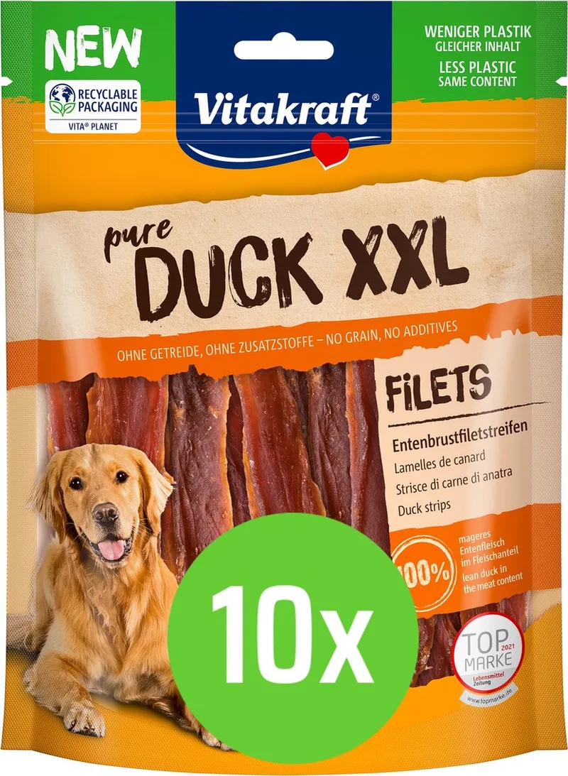 Duck XXL Eendenvleesstrips - hondensnack - 250 gram - 10 verpakkingen de Vitakraft – photo produit
