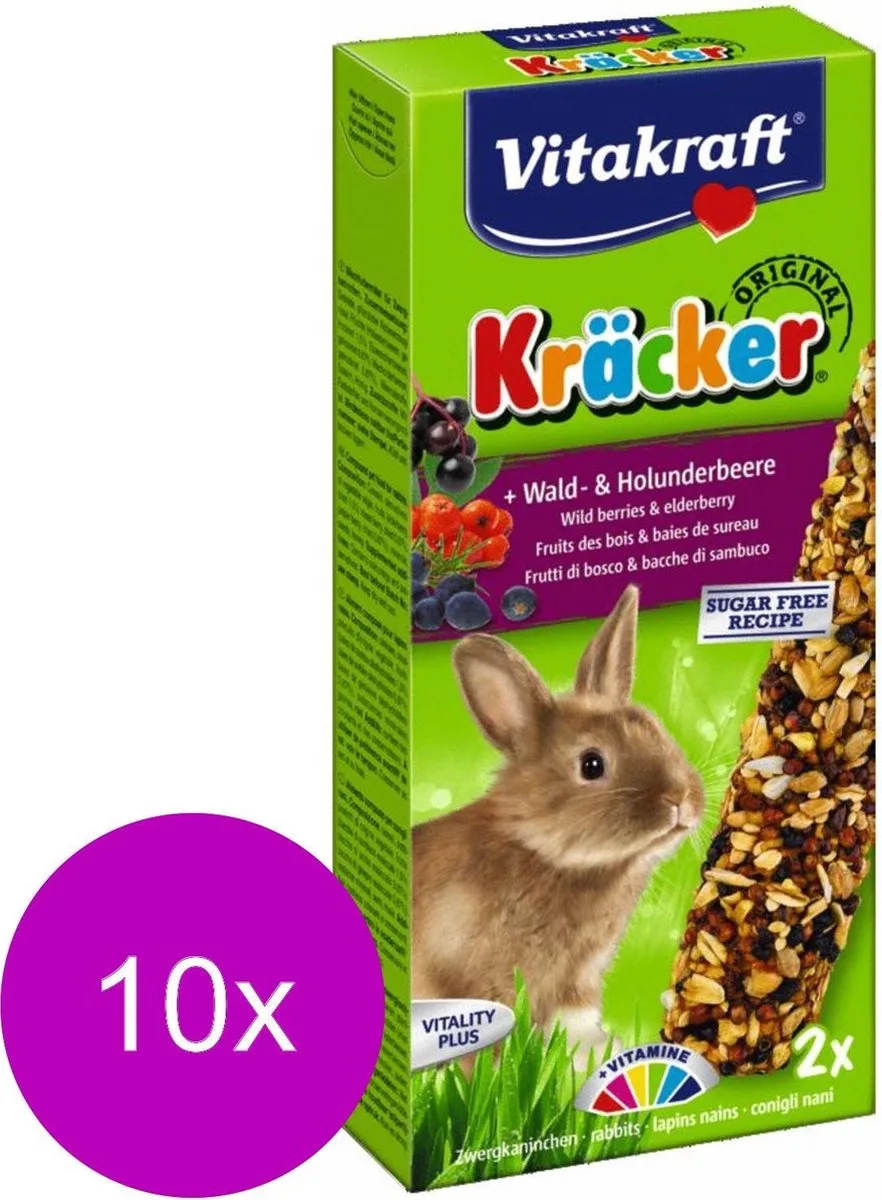 Dwergkonijn Kracker Bosbes 2 In 1 - 10 stuks van Vitakraft – productfoto