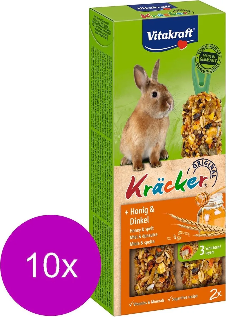 Dwergkonijn Kracker Honing 2 In 1 - 10 stuks van Vitakraft – productfoto