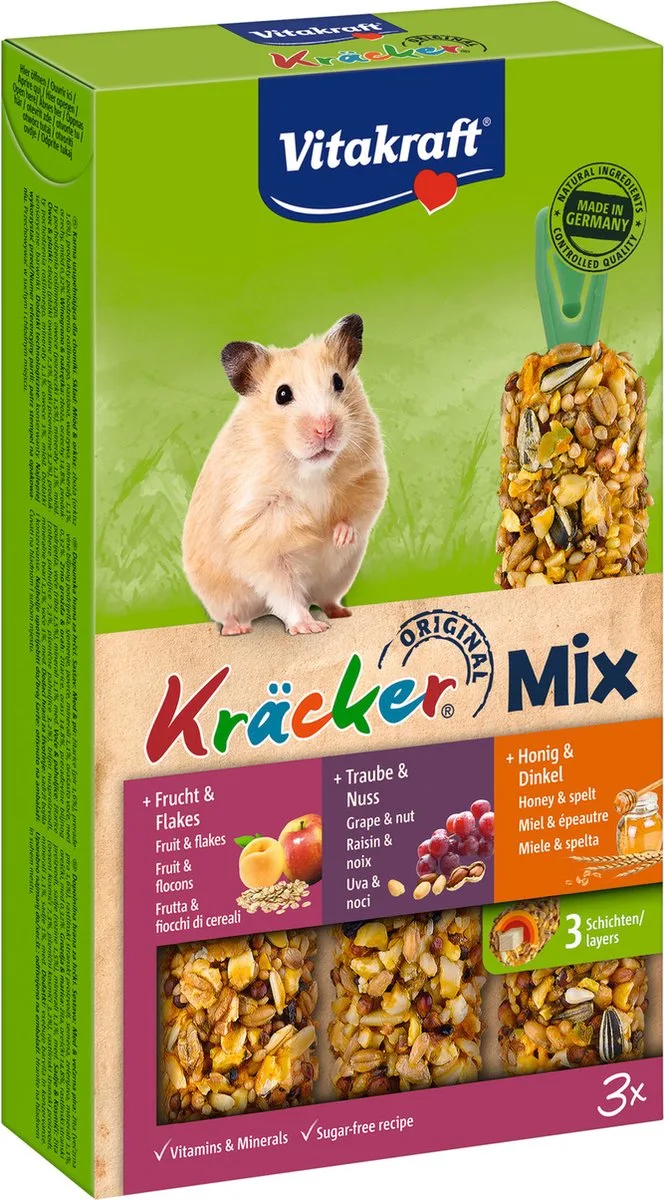 Hamster Kracker 3in1 Mulitvitamine/Honing/Fruit 168 g by Vitakraft – product photo