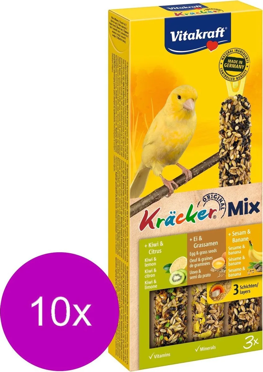 Kanarie Kracker 3 stuks - Vogelsnack - 10 x Sinaasappel&Sesam&Kiwi by Vitakraft – product photo