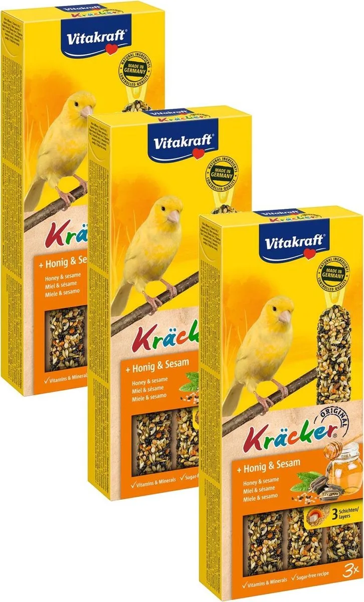 Kanarie Kracker 3 stuks - Vogelsnack - 3 x Honing by Vitakraft – product photo