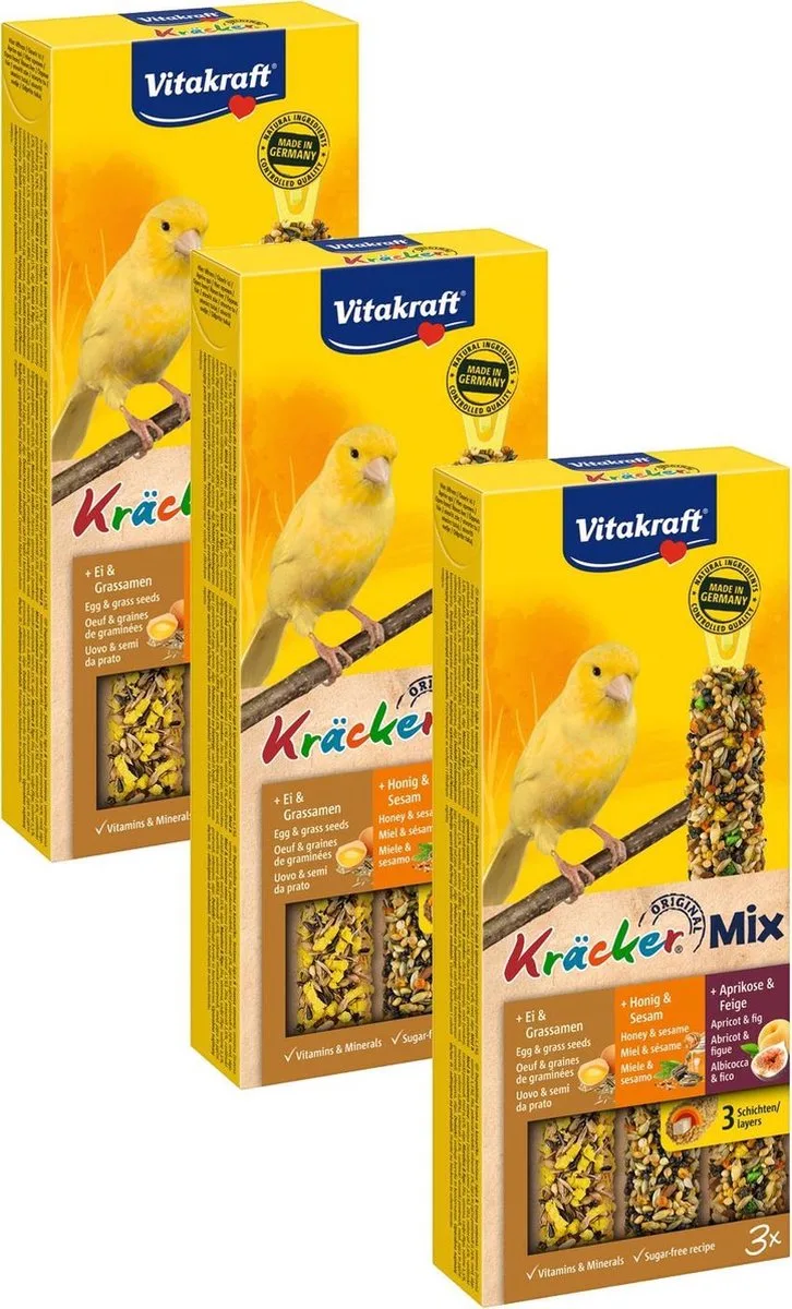 Kanarie Kracker 3 stuks - Vogelsnack - 3 x Honing&Ei&Fruit by Vitakraft – product photo