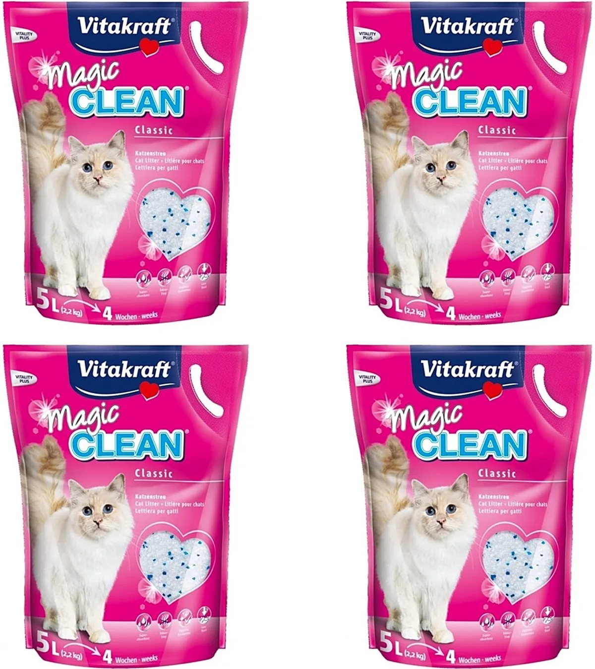Kattenbakvulling Vitakraft - Antibacterieel, Hypoallergeen, Niet-Klonterend 5 Liter - 4 stuks - Multipack fra Vitakraft – produktbillede