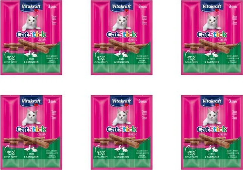 Kattensnack - Catstick Mini - Eend & Konijn - 3 x 6 zakjes von Vitakraft – Produktfoto
