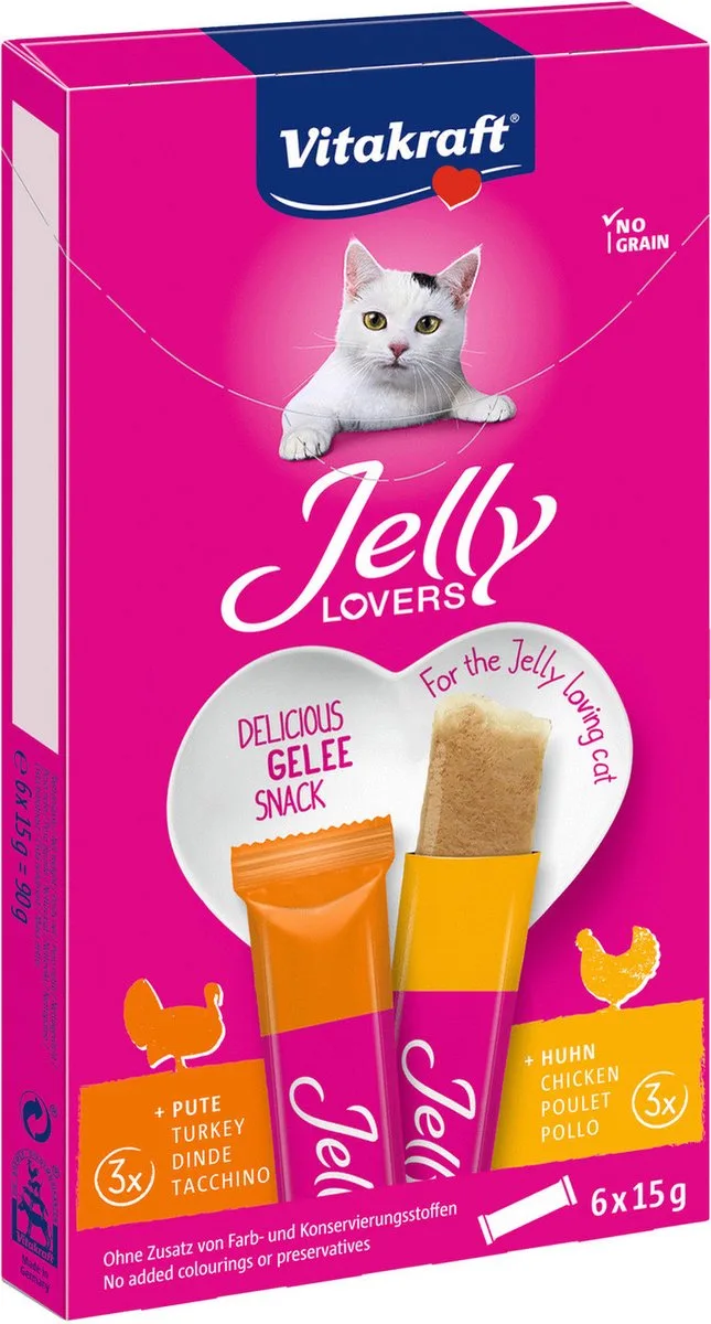 Kattensnack - Jelly Lovers - Zalm & Schol - 6 x 15 g by Vitakraft – product photo