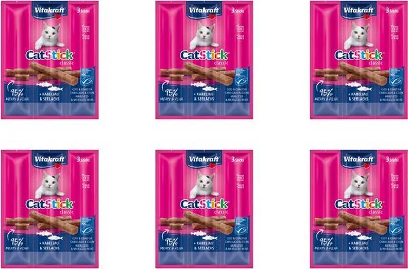 Kattensnacks - Catstick Mini - Kabeljauw & Tonijn 3 sticks - 75 gram 6D de Vitakraft – photo produit
