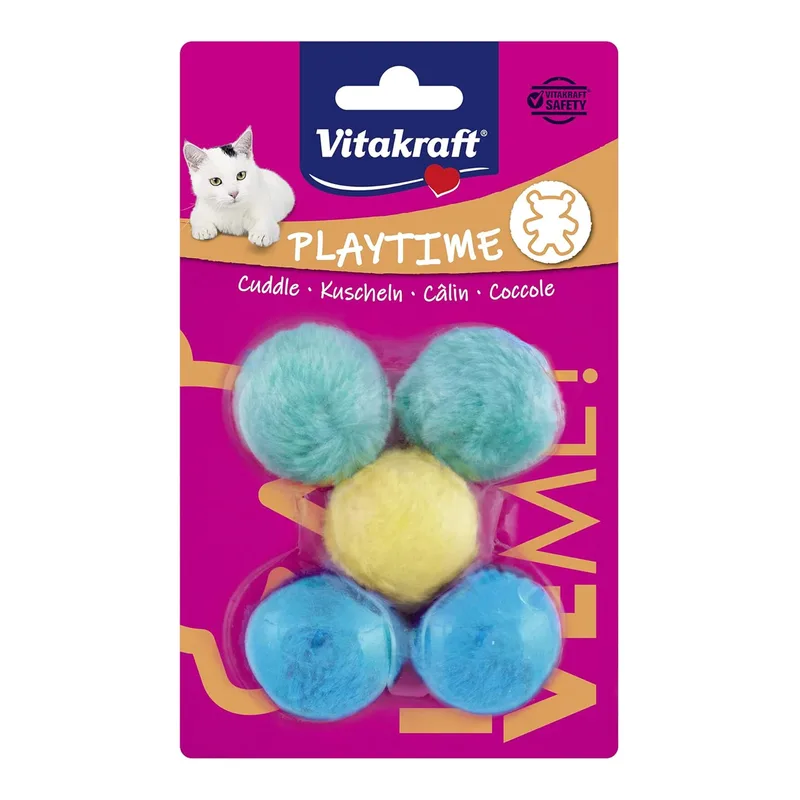 Katzenspielzeug Plüschbälle mit Schelle 5 Stück von Vitakraft – Produktfoto