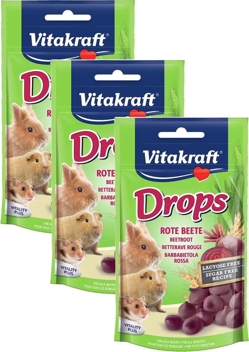 Knaagdier Drops - Knaagdiersnack - 3 x Rode Biet Lactose Vrij fra Vitakraft – produktbillede