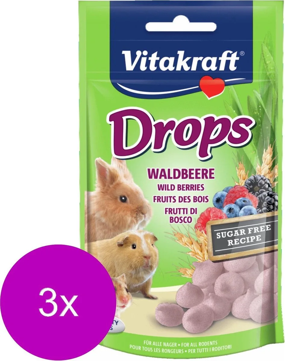 Knaagdier Drops - Konijnensnack - 3 x Bosvruchten de Vitakraft – photo produit