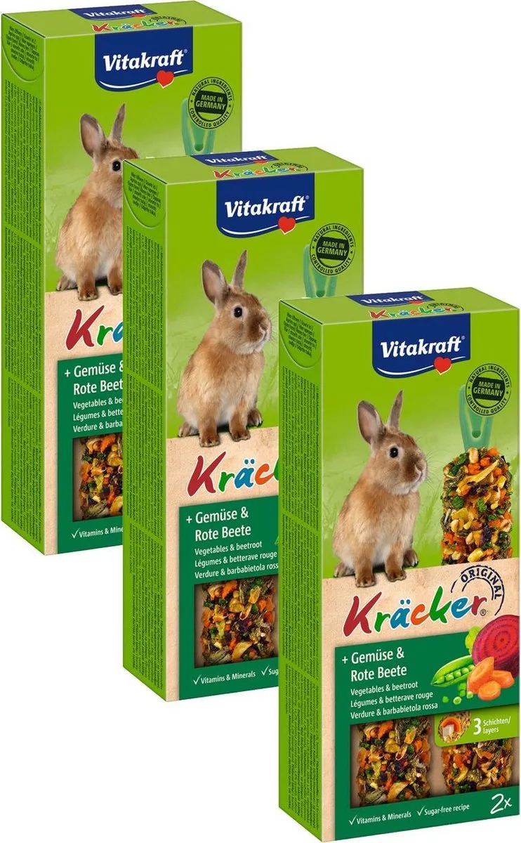Konijn Kracker - Konijnensnack - 3 x Groente de Vitakraft – photo produit