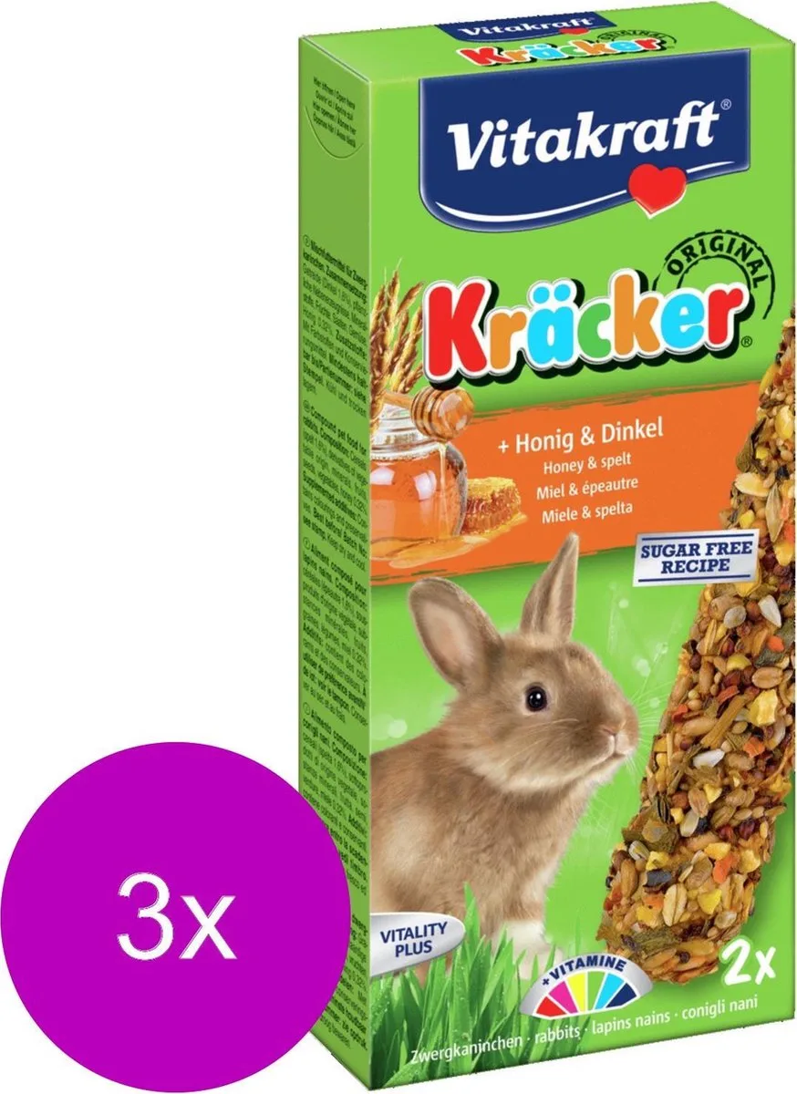 Konijn Kracker - Konijnensnack - 3 x Honing de Vitakraft – photo produit