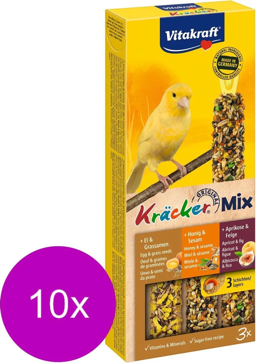 Kräcker Trio Mix kanarie - honing, ei & fruit - 10x 3 stuks by Vitakraft – product photo