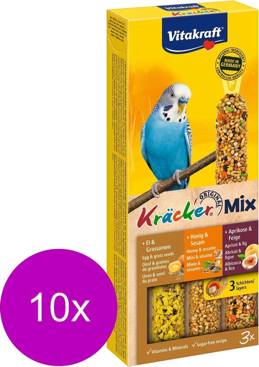 Kräcker Trio Mix parkiet - honing, fruit en ei - 10x 3 stuks - 80 gram by Vitakraft – product photo