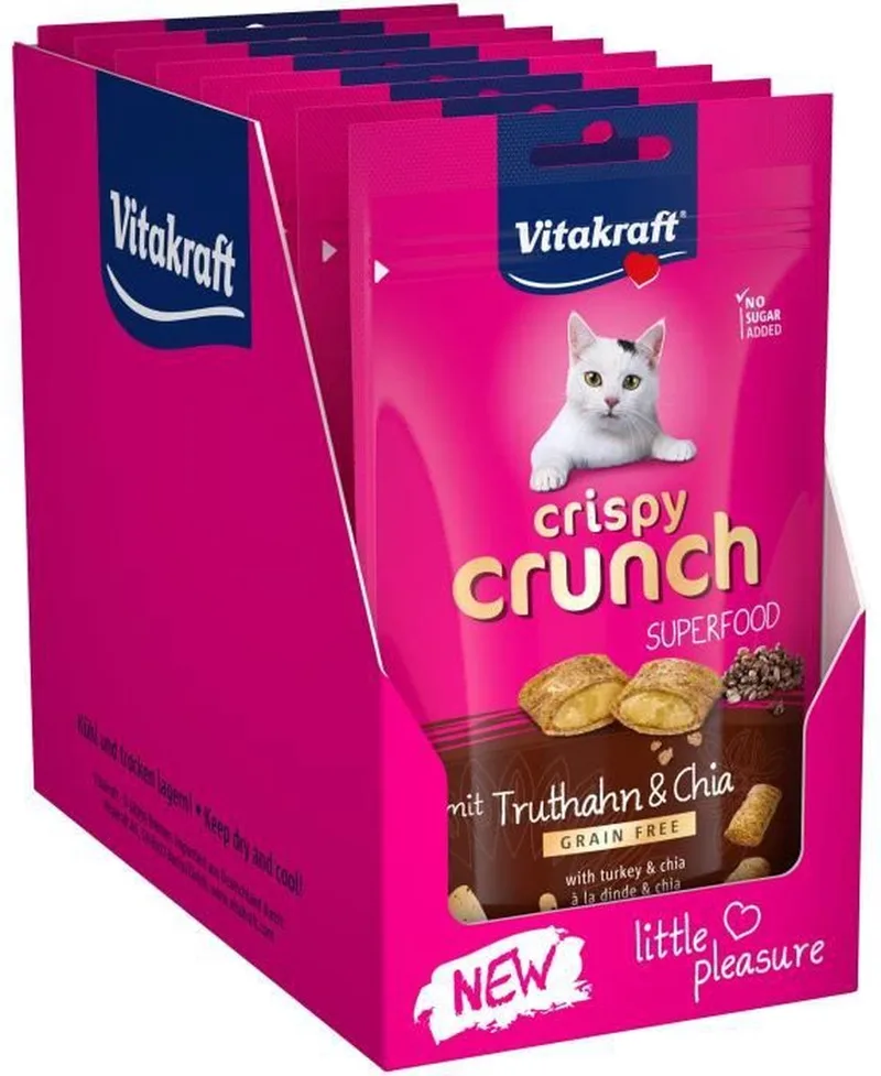 Krokante Crunch Kalkoen Chia Zaad Kat Snack - 8x60g Pack by Vitakraft – product photo