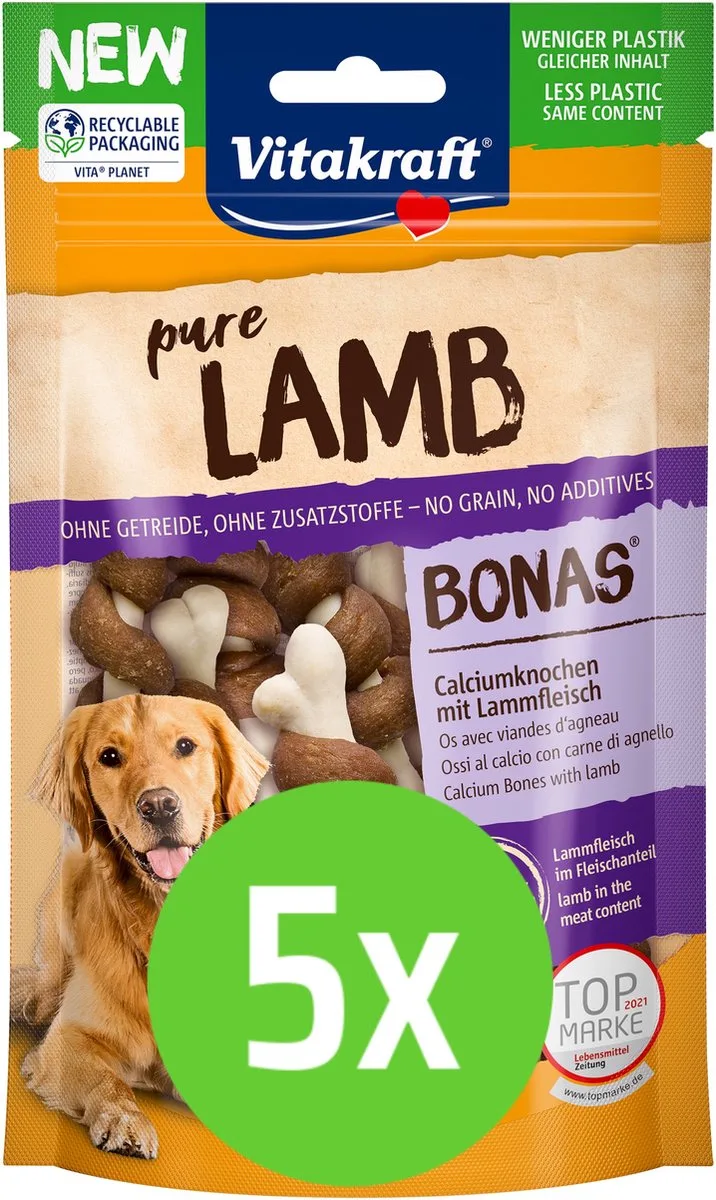 Lamb Bonas Calciumbotten Hond - 5 verpakkingen von Vitakraft – Produktfoto
